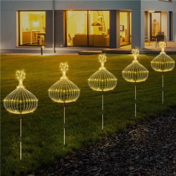 5 Pack 120 LED Solar Waterproof Decorative Starburst Lights Landscape Lamp - Picture 3 of 7